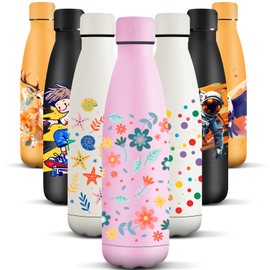 HoneyHolly Stainless Steel Drinking Bottle, 500 ml, BPA-Free, Thermos Flask, Double-Walled, Water Bottle, Leak-Proof, 18/8 Stainless Steel, Thermos Flask for Sports, Camping, School