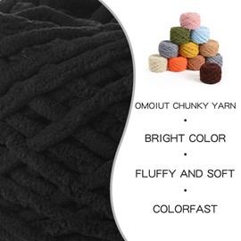 Plush Chenille Chunky Yarn 100g (49.2yd) - Fluffy Velvet Yarn Crochet for Blanket Knitting and Crocheting - Baby Yarns for Crocheting Soft - Amigurumi Yarns (Black)