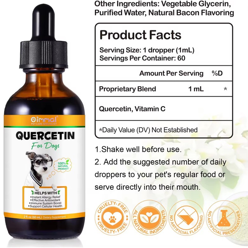 Quercetin for Dogs - Allergy Relief Support - Liquid Drops
