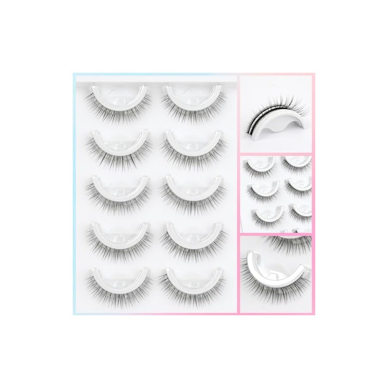 EMEDA Pestañas autoadhesivas de aspecto natural, sin pegamento, pestañas de