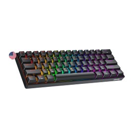 Geeky GK61 60% | Hot Swappable Mechanical Gaming Keyboard | 61 Keys Multi Color RGB LED Backlit for PC/Mac Gamer | ANSI US American Layout (Black, Mechanical Red)