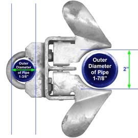 Chain Link Fence Butterfly Gate Latch - Fence Automatic Gate Latch - 1-3/8" Gate Frame and 1-7/8" Gate Post - Galvanized Fence Gate Latch with Hole for Padlock