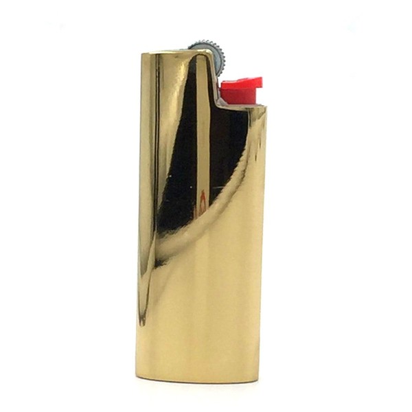 Lucklybestseller Metal Lighter Case Cover Holder Gold Color for BIC Mini Size Lighter J5