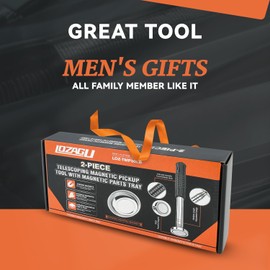 LOZAGU 2-Piece Extra Strong Telescoping Magnetic Pickup Tool with 50lb Pull Force, Magnet Stick Extendable up to 41in, Telescopic Magnetic Pick-Up Tool with Magnetic Parts Tray ﻿