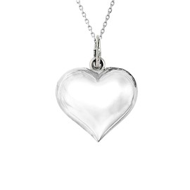 Ritastephens Sterling Silver Shiny Puffed Heart Polished Charm Pendant Necklace (Mini or Regular)