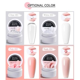 Gel for Gel Nails HOUSN Nail Glue Gel, 4 Basic Colours Builder Nail Gels Nail Set Clear White Nudes Pink Nail Strengths - Nude Cover - UV Gel for Nail Extension and Modelling - Nail Art Gel Nail