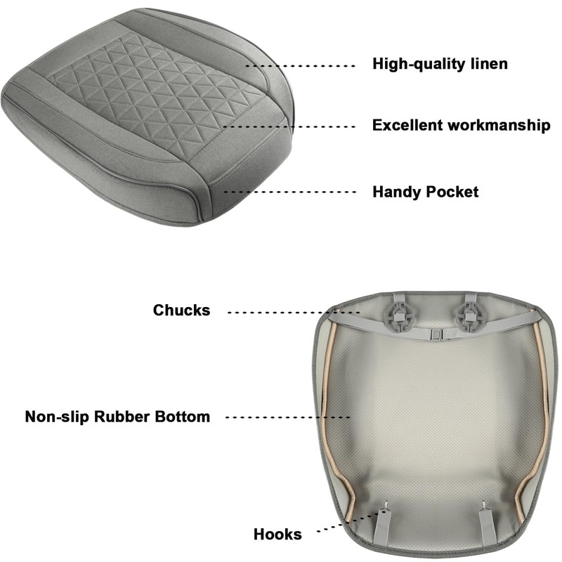 West Llama Linen Front Car Seat Cover Protector Anti-Slip Bottom