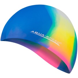 Aqua Speed Swimming Cap for Men, Bathing Cap Multi-Coloured with Storage Bag