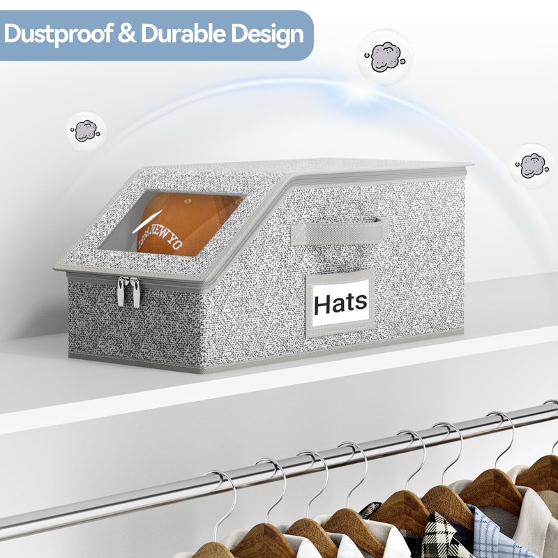 Vurlexat Stackable Hat Organizer for Baseball Caps, 2 Pack Clear