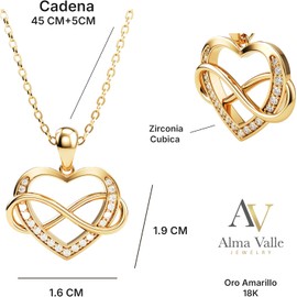 Collar para Mujer Corazón Infinito Plata 925 con Baño de Oro Rosa de 18k y Zirconia Cúbica – Collares para Mujer Elegantes, Dije de Corazón Ideal para Regalos 14 de Febrero, Aniversarios, Mamá, Novia