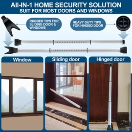 Rerishom 2 Pack Rerishom Door Security Bar, Door Stoppers Security bar,Heavy Duty Door Lock Security Door Jammer Door Stopper for Apartment, Hotel Room,Screen Door Hardware, Gate Lock Bar