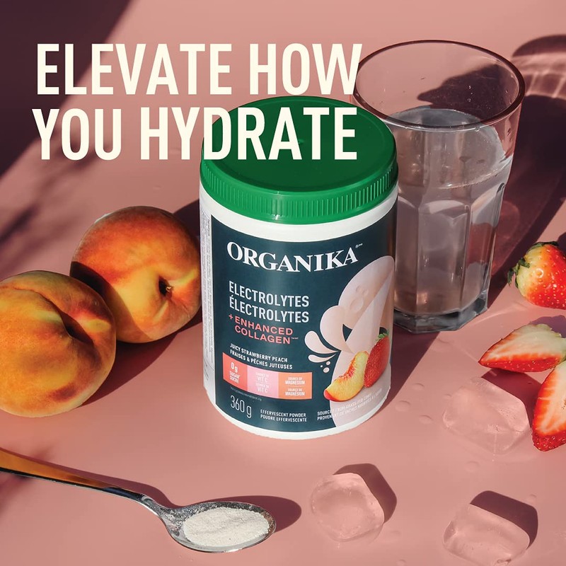 Organika Electrolytes + Enhanced Collagen- Strawberry Peach Flavour- Sugar-Free Hydration