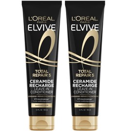 L'Oreal Paris Elvive Total Repair 5 Protein Recharge Leave In Conditioner Treatment, and Heat Protectant, 2 pack, (5.1 Ounce each) (Packaging May Vary)