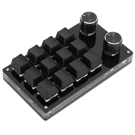 Teclado Mecánico Programable con una Sola Mano, Teclado Macro Programable RGB de 12 Teclas con Perilla Plug And Play Teclado Mecánico Multifuncional para Juegos Teclado de Función(negro completo)