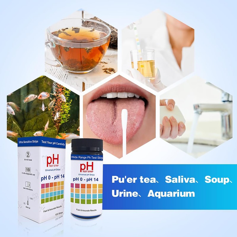 PH Test Strips 0-14, 100 Strips Universal Litmus Papers for