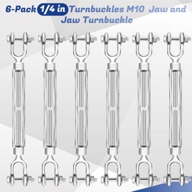 M12 Hot Dipped Galvanized Steel Turnbuckle, 1/2 Inch Heavy Duty Jaw and Jaw Turnbuckle, 2200 Lbs Working Load Limit Turnbuckles for Sun Shades Cables Tent Installation Outdoor String Lights
