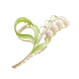 Flower Elegant Lily Of Valley Hair Claw Shark Clip Women Charm Wear Catch Flower Metal Hairpin Branch Fairy Clips