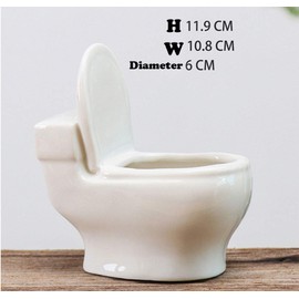 Ceramic Toilet Plant Pot/Bonsai Pot/Flower Pot/Succulent Planter(White) (4.6")
