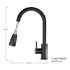 Meer Mezcladora Monomando Grifo Cocina Flexible Meer Negro Mate