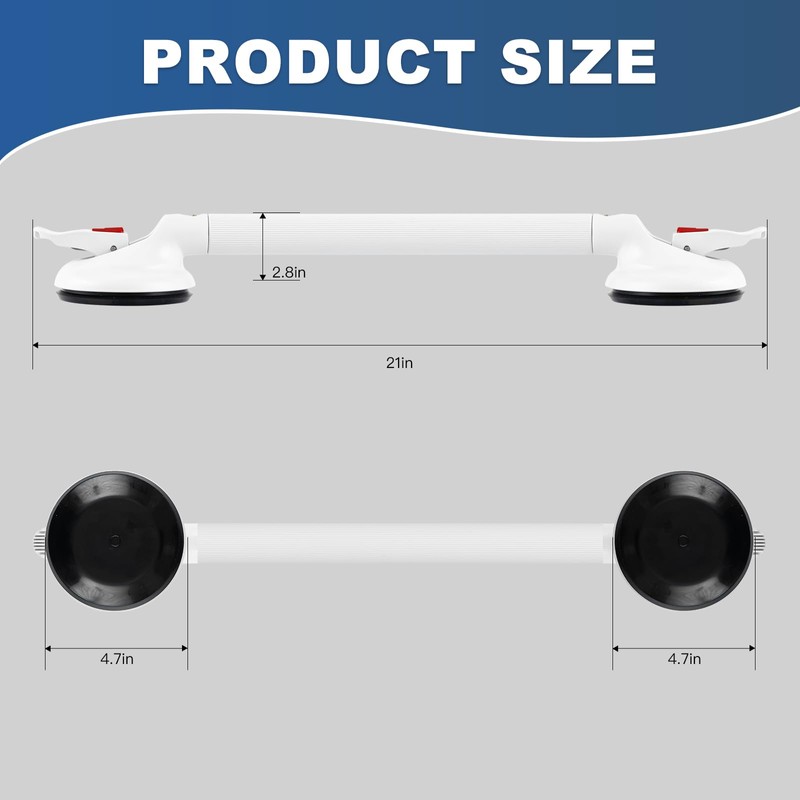 Shower Handle,Shower Handles with Strong Suction Cup Grab Bar,Bathroom Safety