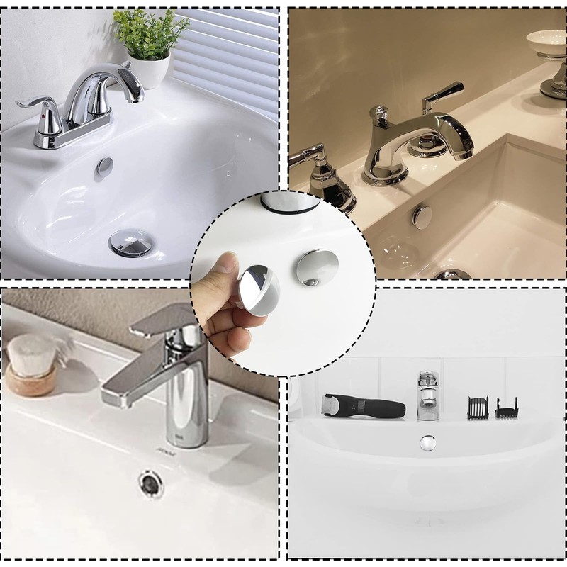 6 Pieces Overflow Cover, Overflow Plug, Round Overflow Cover, Sink