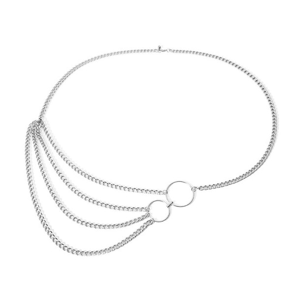 Silver Chain Belt for Women Multilayer Link Waist Belts Layered