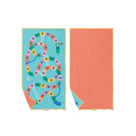 Quut Beach / Pool Towel for Kids with Game - Ultra Fast Drying Microfibre, Sand Free - Compact, Lightweight (Snakes and Ladders, L - 180 x 100 cm)