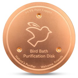 99.99% Pure Copper Bird Bath Clean Disk, Mellbree 0.6mm Thick Self-Cleaning Design Keeps Water Fresh Year-Round, Universal Fit for Outdoor Birdbaths & Bowls