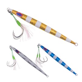 Sinking Fishing Lures, CREOASIS 3pcs 120g/150g/200g Metal Hard Spinner Fish Baits Jigs for Trout Perch Salmon Bass Pike (200g-19.5cm-3pcs)