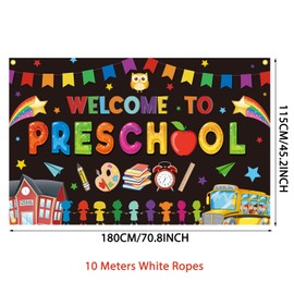 Welcome to Preschool Backdrop Banner First Day of School Party Decorations