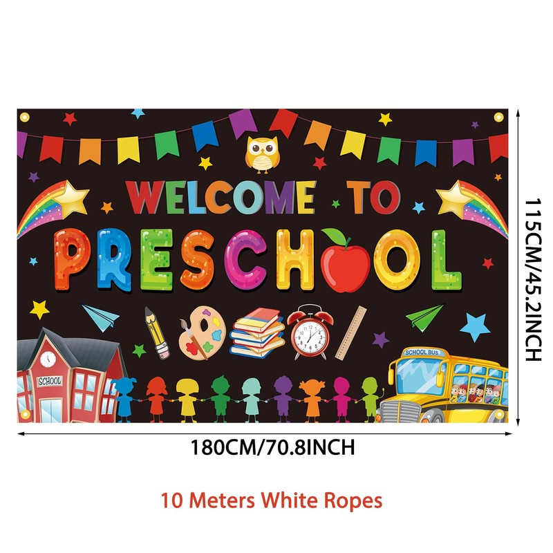 Welcome to Preschool Backdrop Banner First Day of School Party
