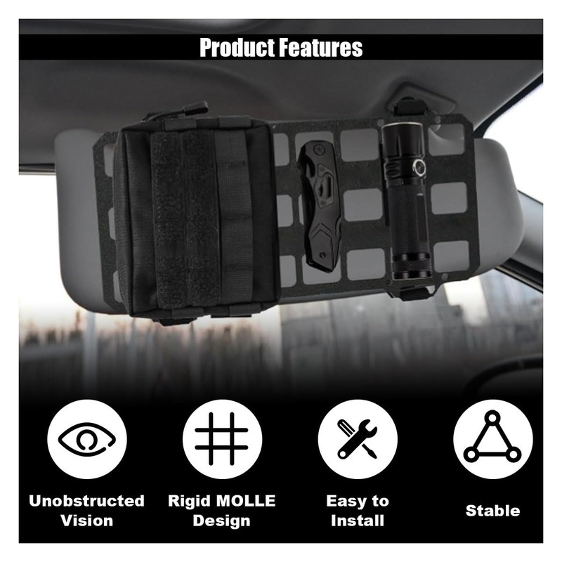 smilfuy Vehicle Rigid MOLLE Panel, Tactical Gear Car Sun Visor