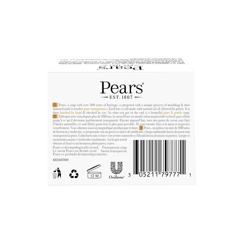 Pears Pure & Gentle Soap with Natural Oils, 3.5 oz