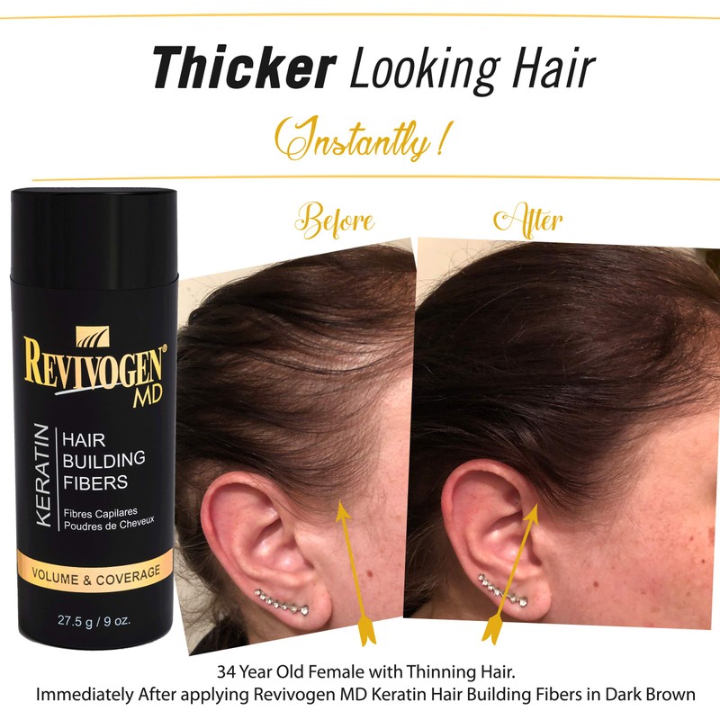 Revivogen MD Keratin Hair Building Fibers, Hairline Powder, Hair Fibers,