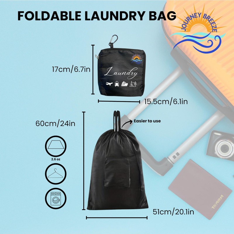 Travel Laundry Detergent Sheets and Foldable Laundry Bag - Portable,
