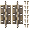 FMHXG 2PCS Classical Brass Hinge Pointed Crown 2 inch Antique