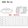 50pcs 4040 Series M3 Thread T Nuts Hammer Head Fastener