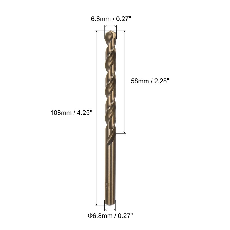 sourcing map 4PCS 6.8mm Drilling Dia Straight Shank High-Speed Steel