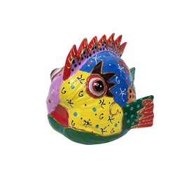 WorldBazzar Abstract Coconut Fish Wood Picasso Style Tiki Wall Sculpture Home Décor Modern African Art Tribal Decorations Accents, Medium