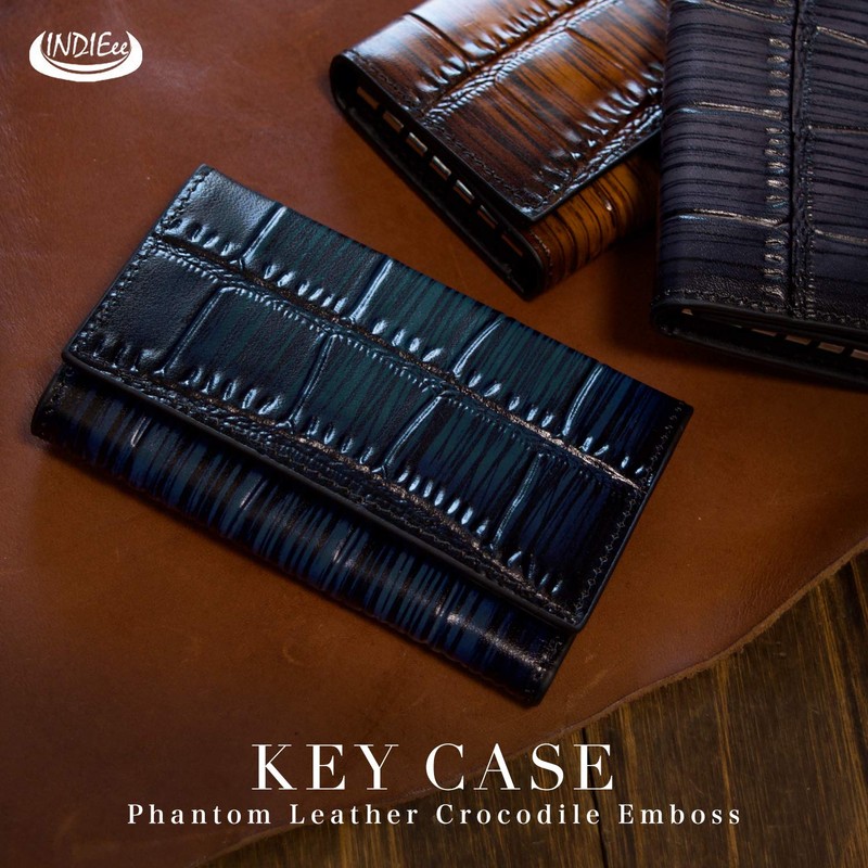 India, Made in Italy, Crocodile Embossed Phantom Leather, Key Case,