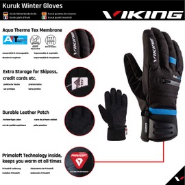 VIKING Kuruk Ski Handschuh Herren Skihandschuhe Herren wasserdicht Winterhandschuhe Herren Winter wasserdicht Snowboard Handschuhe Winter warme Handschuhe Herren Winterhandschuhe Herren Ski Gloves