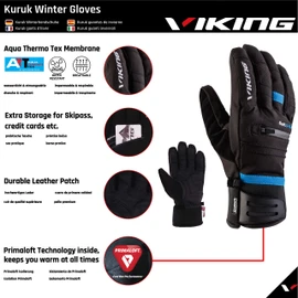 VIKING Kuruk Ski Handschuh Herren Skihandschuhe Herren wasserdicht Winterhandschuhe Herren Winter wasserdicht Snowboard Handschuhe Winter warme Handschuhe Herren Winterhandschuhe Herren Ski Gloves