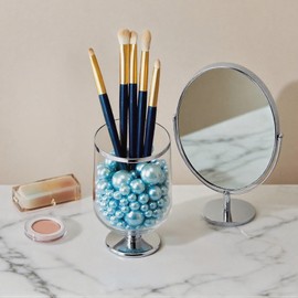 SURVART 200 Holeless Faux Pearls (20/14/8mm) with 10000 Clear Water Gel Beads for Vase Filler Sky Blue & Bright Pink Peal Beads Floating on Hydrated Clear Water Beads for Wedding, Party Décor