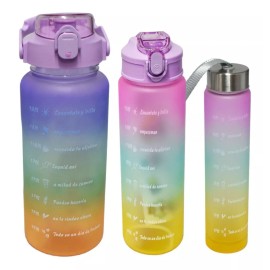 CL Botella Agua Con Medidor Tiempo Motivacional 2lt-900ml-330ml