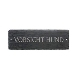 Door Sign with German Text"Vorsicht Hund" from Slate Approx. 22 x 8 cm