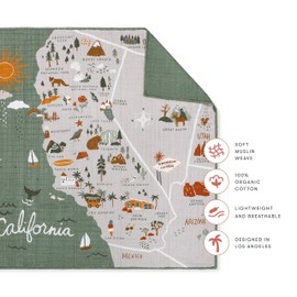 babyletto 100% Organic Cotton Quilt, GOTS-Certified, 3-Layers of Ultra-Soft and Breathable Muslin - Calfornia