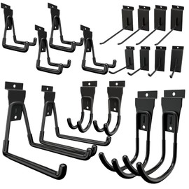 ENUODA Slatwall Hooks 18 Pack, Garage Hooks Heavy Duty Slatwall Accessories Slat Wall Hanging Hook for Ladder, Shovel, Toolbox, Garden Tools, Extension Cord,
