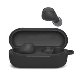 WUWOCJ Case Compatible with Sony WF-C510 True Wireless Earbuds,Soft Silicone Cover Accessories with Carabiner (Black)