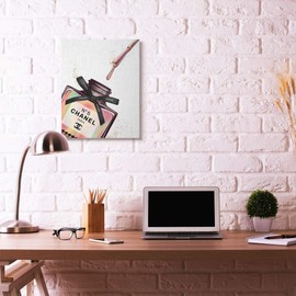 Stupell Industries Makeup Nail Polish Brush Rainbow Drip Fashion, Design by Artist Ziwei Li Wall Art, 24 x 30, Canvas