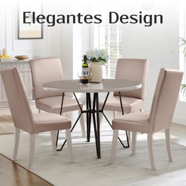 Alishomtll PU Chair Covers, Set of 4/6, Leather Stretch Chair Cover, Waterproof, Elastic Dining Room Chair Covers, Universal Washable Chairs Protection for Kitchen, Restaurant, Hotel, Wedding (Khaki,